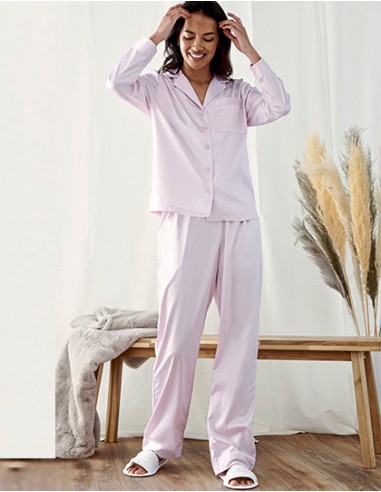 T-TC055-Ladies Satin Long Pyjamas